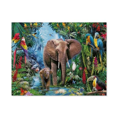 Puzzle 1000 Teile für Erwachsene，Dschungelelefanten，Puzzle Teenager Jungen Mädchen Puzzle for Teen Lernspiel Holiday Challenging Puzzle（50x70cm）-A50 von GSBRSNTS