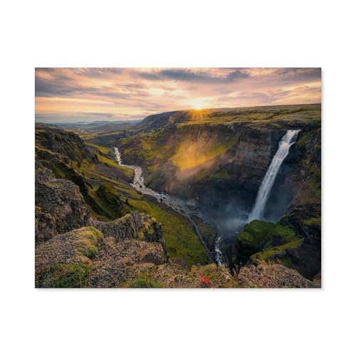 Puzzle 1000 Teile für Erwachsene，Haifoss auf Island，Puzzle Teenager Jungen Mädchen Puzzle for Teen Lernspiel Holiday Challenging Puzzle（75x50cm）-B23 von GSBRSNTS