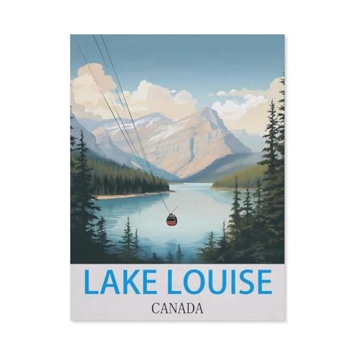 Puzzle 1000 Teile für Erwachsene，Lake Louise, Kanada Vintage-Reiseposter， Teenager Jungen Mädchen Puzzle DIY Moderne Wohnkultur Einzigartiges Geschenk Intellektuelles Spiel（38x26cm）-K4 von GSBRSNTS