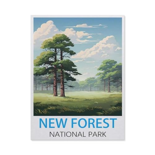 Puzzle 1000 Teile für Erwachsene，New-Forest-Nationalpark Vintage-Reiseposter， Teenager Jungen Mädchen Puzzle DIY Moderne Wohnkultur Einzigartiges Geschenk Intellektuelles Spiel（38x26cm）-I55 von GSBRSNTS