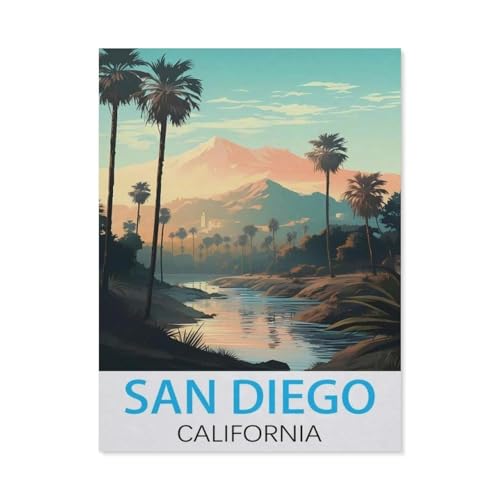 Puzzle 1000 Teile für Erwachsene，San Diego, Kalifornien Vintage-Reiseposter， Teenager Jungen Mädchen Puzzle DIY Moderne Wohnkultur Einzigartiges Geschenk Intellektuelles Spiel（38x26cm）-M20 von GSBRSNTS