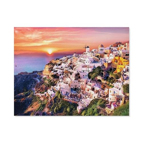 Puzzle 1000 Teile für Erwachsene，Santorin，Klassische Puzzle Teenager Jungen Mädchen Puzzle DIY Moderne Wohnkultur Einzigartiges Geschenk Intellektuelles Spiel（38x26cm）-E17 von GSBRSNTS