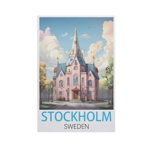 Puzzle 1000 Teile für Erwachsene，Stockholm, Schweden，Klassische Puzzle Teenager Jungen Mädchen Puzzle DIY Moderne Wohnkultur Einzigartiges Geschenk Intellektuelles Spiel（38x26cm）-AJ68 von GSBRSNTS
