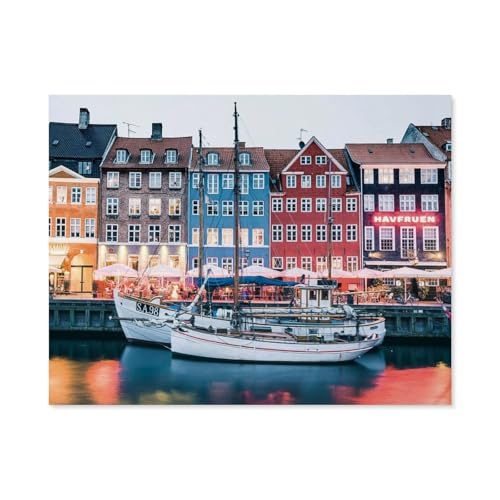 Puzzle Für Erwachsene 1000 Teile DIY Holz Puzzles Erwachsene Kinder Puzzle ，Scandinavian Places, Kopenhagen, Dänemark，1000 Teile Puzzle Geschenke Für Liebhaber Oder Freunde（75x50cm）-A33 von GSBRSNTS