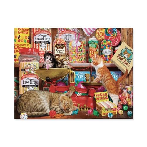 Puzzle Für Erwachsene 1000 Teile DIY Holz Puzzles Erwachsene Kinder Puzzle Klassisches Puzzle，Katzensüßigkeiten，1000 Teile Puzzle Geschenke Für Liebhaber Oder Freunde（75x50cm）-D98 von GSBRSNTS