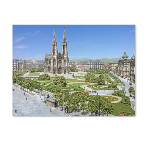 Puzzle aus Papier, klassisch, 1000 Teile, Wien – Maximilianplatz mit Votivkirche, Jigsaw Lernspiel, intellektuelles Lernspiel und Herausforderung, Geschenk (38 x 26 cm) - AD82 von GSBRSNTS