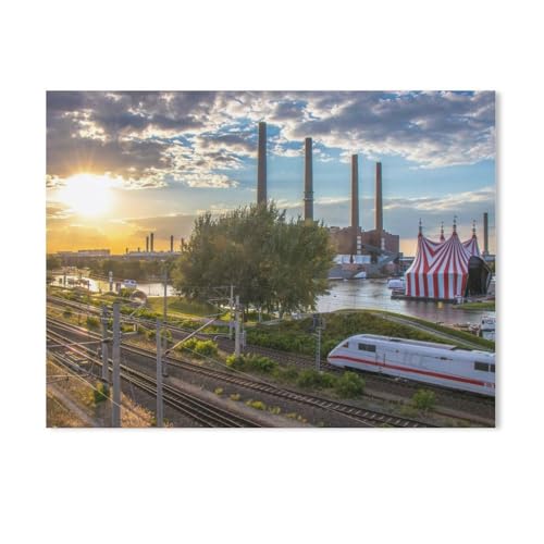 Puzzle mit 1000 Teilen, Blick auf die Stadtbrücke Wolfsburg, Puzzle 1000 Teile, lustiges Familienspiel für Kinder und Erwachsene (50 x 70 cm) - AA96 von GSBRSNTS