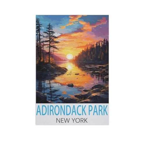 Puzzles 1000 Stück Holz Montage Bild，Adirondack Park, New York，Filmplakat Für Erwachsene Spiele Lernspielzeug（75x50cm）-AK74 von GSBRSNTS
