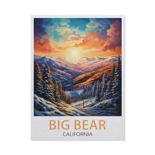 Puzzles 1000 Stück Holz Montage Bild，Big Bear, Kalifornien | Vintage Reiseplakate Ski，Erwachsene Spiele Lernspielzeug（75x50cm）-X52 von GSBRSNTS