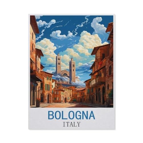 Puzzles 1000 Stück Holz Montage Bild，Bologna, Italien Vintage-Reiseposter，Filmplakat Für Erwachsene Spiele Lernspielzeug（75x50cm）-N29 von GSBRSNTS