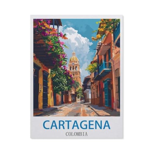 Puzzles 1000 Stück Holz Montage Bild，Cartagena, Kolumbien，Filmplakat Für Erwachsene Spiele Lernspielzeug（75x50cm）-X54 von GSBRSNTS
