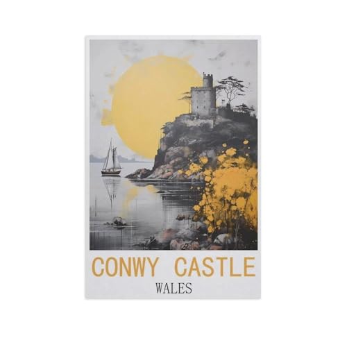 Puzzles 1000 Stück Holz Montage Bild，Conwy Castle, Wales，Filmplakat Für Erwachsene Spiele Lernspielzeug（75x50cm）-AM20 von GSBRSNTS