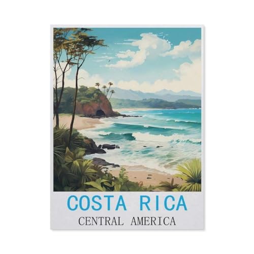 Puzzles 1000 Stück Holz Montage Bild，Costa Rica, Mittelamerika Vintage-Reiseposter，Filmplakat Für Erwachsene Spiele Lernspielzeug（75x50cm）-M53 von GSBRSNTS