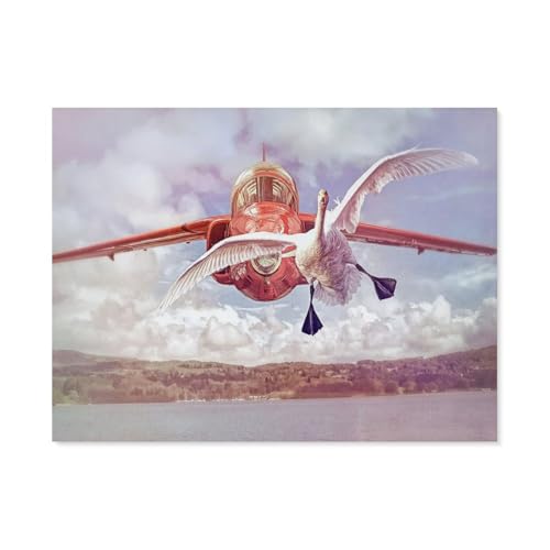 Puzzles 1000 Stück Holz Montage Bild，Flugzeug und Schwan，Filmplakat Für Erwachsene Spiele Lernspielzeug（75x50cm）-AH9 von GSBRSNTS