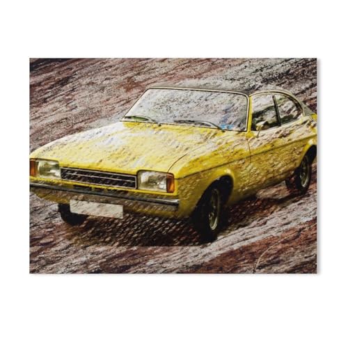 Puzzles 1000 Stück Holz Montage Bild，Gelbes Auto vor steinigem Hintergrund，Erwachsene Spiele Lernspielzeug（75x50cm）-AC66 von GSBRSNTS
