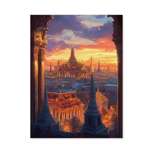 Puzzles 1000 Stück Holz Montage Bild，Grand Palace & Wat Phra Kaew in Bangkok, Thailand，Filmplakat Für Erwachsene Spiele Lernspielzeug（75x50cm）-Y27 von GSBRSNTS