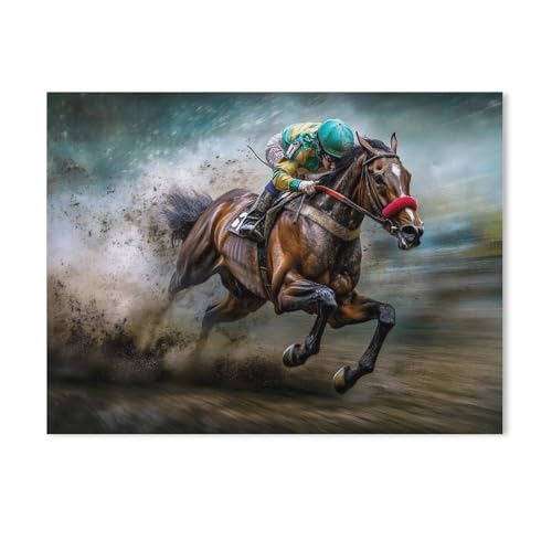 Puzzles 1000 Stück Holz Montage Bild，Kraftvoll und dynamisch über die Rennbahn，Filmplakat Für Erwachsene Spiele Lernspielzeug（75x50cm）-AG33 von GSBRSNTS