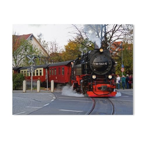 Puzzles 1000 Stück Holz Montage Bild，Mit der Schmalspurbahn auf den Harzer Brocken，Erwachsene Spiele Lernspielzeug（75x50cm）-AD39 von GSBRSNTS