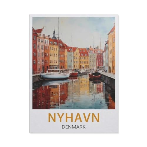 Puzzles 1000 Stück Holz Montage Bild，Nyhavn, Dänemark，Erwachsene Spiele Lernspielzeug（75x50cm）-U60 von GSBRSNTS