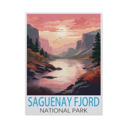 Puzzles 1000 Stück Holz Montage Bild，Saguenay-Fjord-Nationalpark Vintage-Reiseposter，Filmplakat Für Erwachsene Spiele Lernspielzeug（75x50cm）-J61 von GSBRSNTS