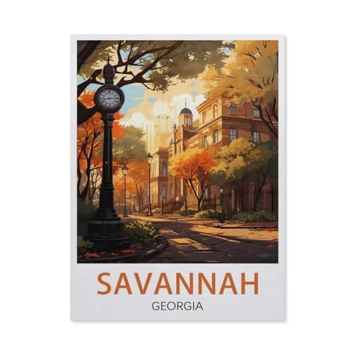 Puzzles 1000 Stück Holz Montage Bild，Savannah, Georgia, Vereinigten Staaten，Erwachsene Spiele Lernspielzeug（75x50cm）-Q92 von GSBRSNTS