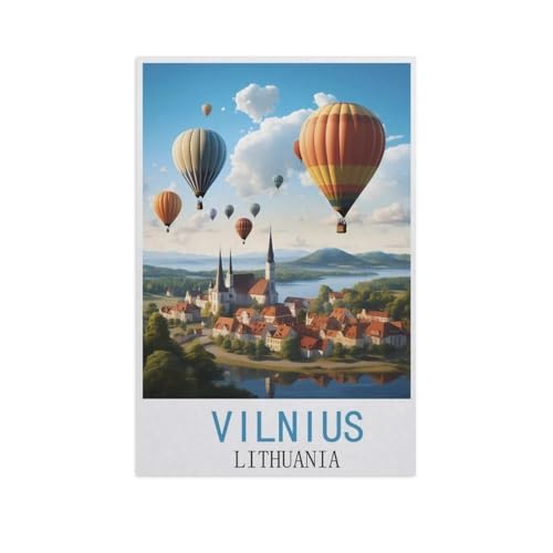 Puzzles 1000 Stück Holz Montage Bild，Vilnius, Litauen，Filmplakat Für Erwachsene Spiele Lernspielzeug（75x50cm）-AM93 von GSBRSNTS