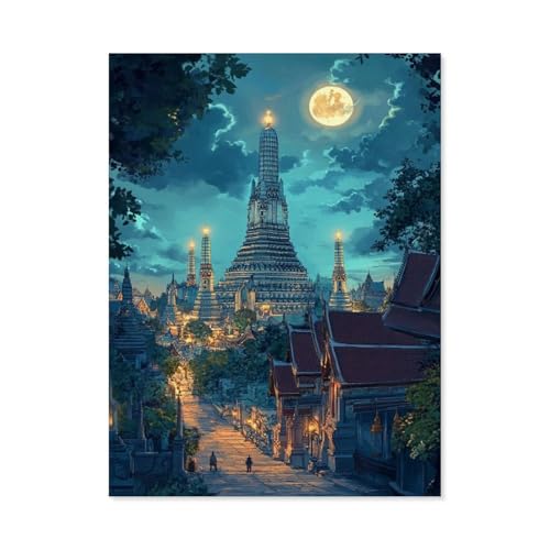 Puzzles 1000 Stück Holz Montage Bild，Wat Arun, Bangkok, Thailand，Erwachsene Spiele Lernspielzeug（75x50cm）-Y25 von GSBRSNTS