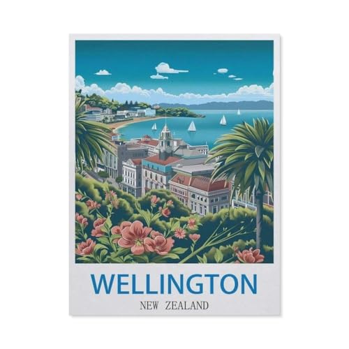 Puzzles 1000 Stück Holz Montage Bild，Wellington, Neuseeland，Filmplakat Für Erwachsene Spiele Lernspielzeug（75x50cm）-O2 von GSBRSNTS