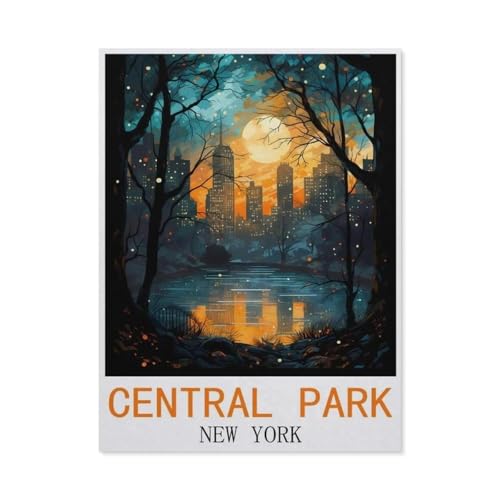 Puzzles 1000 Stück Papier Montage Bild，Central Park, New York Vintage-Reiseposter，Erwachsene Spiele Lernspielzeug（38x26cm）-N27 von GSBRSNTS
