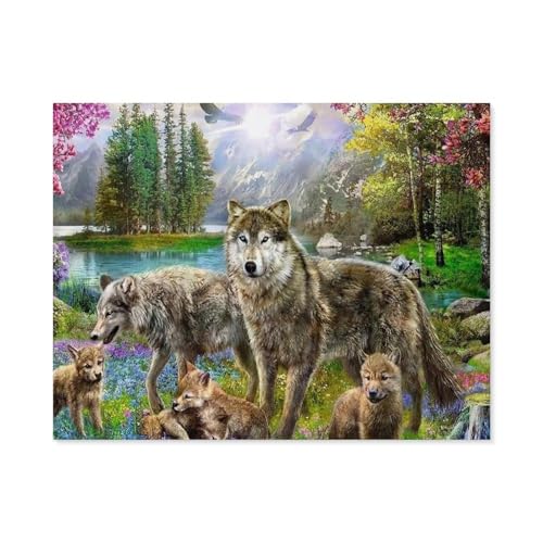 Puzzles 1000 Stück Papier Montage Bild，Wolfsfamilie，Erwachsene Spiele Lernspielzeug（38x26cm）-D72 von GSBRSNTS