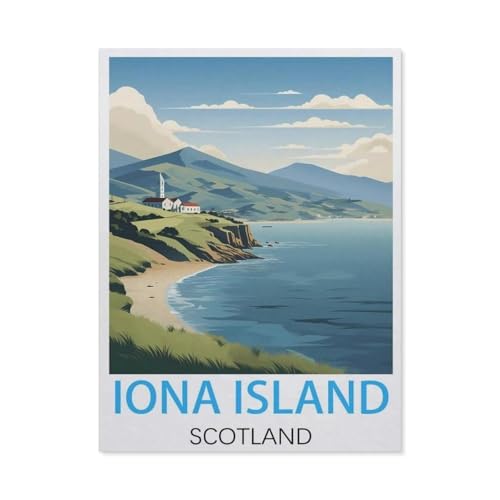 Puzzles 1000 Teile für Erwachsene，Iona Island, Schottland Vintage-Reiseposter，Klassische Puzzle Teenager Jungen Mädchen Puzzle Lustige Familienpuzzles In Premium-Qualität Zum Geburtstag（38x26cm）-K73 von GSBRSNTS
