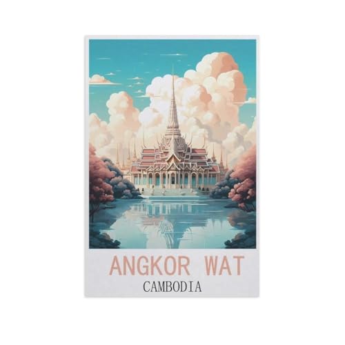 Puzzles Mit 1000 Teilen Puzzles Aus Holz，Angkor Wat, Kambodscha，Puzzle 1000 Teile Für Erwachsene Lustige Kreative DIY-Spielzeuggeschenke Für Mädchen Und Jungen（75x50cm）-AM64 von GSBRSNTS