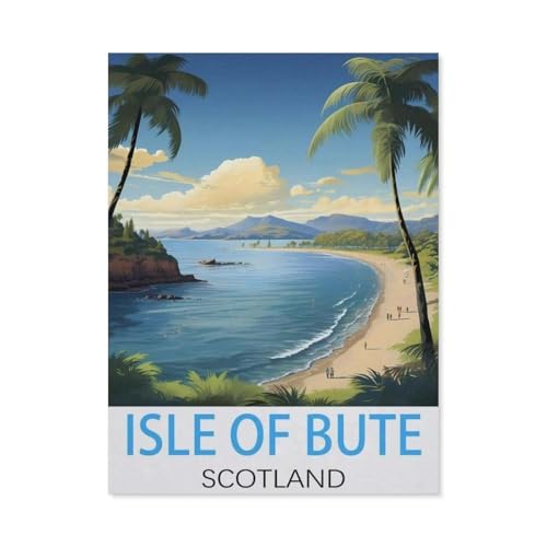 Puzzles Mit 1000 Teilen Puzzles Aus Papier，Isle of Bute, Schottland Vintage-Reiseposter，Puzzle 1000 Teile Für Erwachsene Lustige Kreative DIY-Spielzeuggeschenke Für Mädchen Und Jungen（38x26cm）-K78 von GSBRSNTS