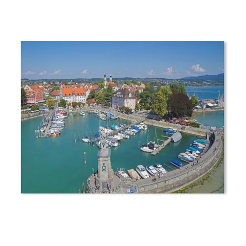 Puzzles Mit 1000 Teilen Puzzles Aus Papier，Lindau am Bodensee，Puzzle 1000 Teile Für Erwachsene Lustige Kreative DIY-Spielzeuggeschenke Für Mädchen Und Jungen（38x26cm）-Z44 von GSBRSNTS