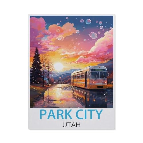 Puzzles Mit 1000 Teilen Puzzles Aus Papier，Park City, Utah Vintage-Reiseposter，Puzzle 1000 Teile Für Erwachsene Lustige Kreative DIY-Spielzeuggeschenke Für Mädchen Und Jungen（38x26cm）-H13 von GSBRSNTS