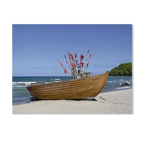 Puzzles für Erwachsene, 1000 Teile, Fischerboot am Strand von Binz, lustiges Dekompression, Puzzlespiel, Spielzeug, Geschenk für Erwachsene, Kinder, Familien (50 x 70 cm) - AG90 von GSBRSNTS