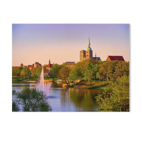 Puzzles für Kinder und Erwachsene, 1000 Teile, Blick auf die Hansestadt Stralsund mit der Nikolaikirche und dem Fronton des Rathauses, (50 x 70 cm) - AC33 von GSBRSNTS