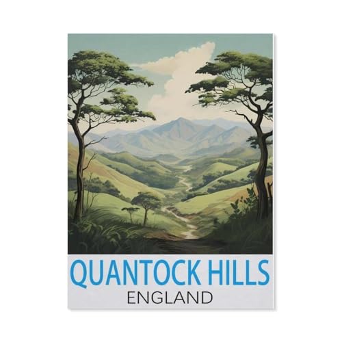 Quantock Hills, England Vintage-Reiseposter，Puzzles für Erwachsene 1000 Teile, Klassische Puzzle Puzzle Schwierig für Erwachsene Teenager Freizeit Spaß Spiel Spielzeug （38x26cm）-H90 von GSBRSNTS