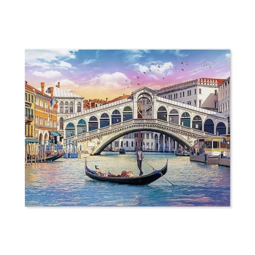 Rialtobrücke, Venedig，1000 Stück Erwachsene Holz Landschaft Puzzles Für Kinder Lernspielzeug Geschenke（75x50cm）-D63 von GSBRSNTS