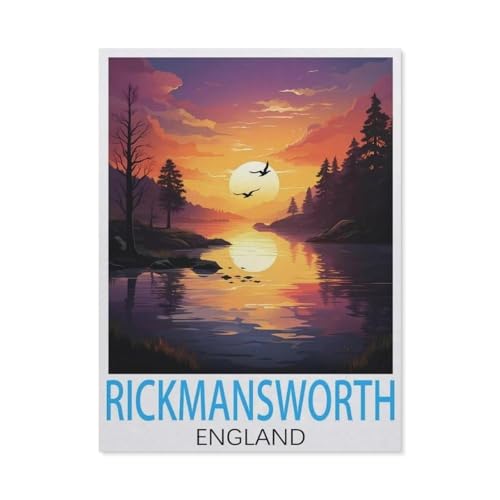 Rickmansworth, England Vintage-Reiseposter，Puzzles 1000 Teile für Erwachsene, Klassische Puzzle Kinder Puzzle Herausfordernde Und Schwierige Rätsel für Erwachsene Und Jugendliche（38x26cm）-L58 von GSBRSNTS