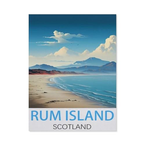 Rum Island, Schottland Vintage-Reiseposter，Puzzles für Erwachsene 1000 Teile, Klassische Puzzle Puzzle Schwierig für Erwachsene Teenager Freizeit Spaß Spiel Spielzeug （38x26cm）-K82 von GSBRSNTS