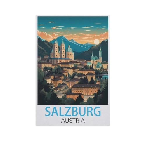 Salzburg, Österreich，Puzzle 1000 Teile Holz Puzzle Erwachsene Kinder Lernspielzeug Familie Dekompressionsspiel（75x50cm）-AL100 von GSBRSNTS
