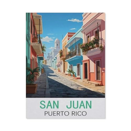 San Juan Puerto Rico Vintage-Reiseplakate，Puzzle 1000 Teile Erwachsene Kinde Spaß Lernspielzeug Geschenke（38x26cm）-N92 von GSBRSNTS