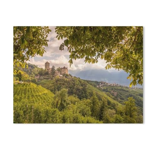 Schloss Tirol bei Meran in zauberhaftem Licht，Puzzles 1000 Teile für Erwachsene, Klassische Puzzle Jungen Mädchen Puzzle für Kinder Teenager Lernspiel Spielzeug（38x26cm）-AA98 von GSBRSNTS