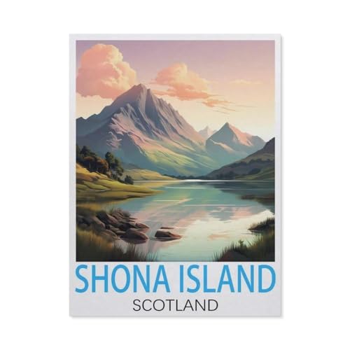 Shona Island, Schottland Vintage-Reiseposter，Puzzles für Erwachsene 1000 Teile, Klassische Puzzle Puzzle Schwierig für Erwachsene Teenager Freizeit Spaß Spiel Spielzeug （38x26cm）-L55 von GSBRSNTS