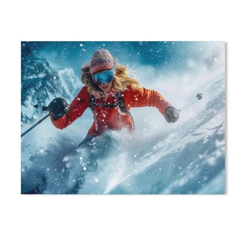 Skifahren, Pure Leidenschaft，Puzzles für Erwachsene 1000 Teile, Klassische Puzzle Puzzle Schwierig für Erwachsene Teenager Freizeit Spaß Spiel Spielzeug （38x26cm）-AD16 von GSBRSNTS