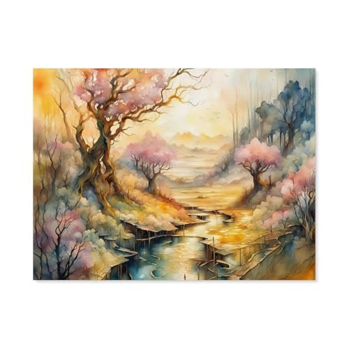 Sonniger Frühling，1000 Stück Erwachsene Holz Landschaft Puzzles Für Kinder Lernspielzeug Geschenke（75x50cm）-AH71 von GSBRSNTS