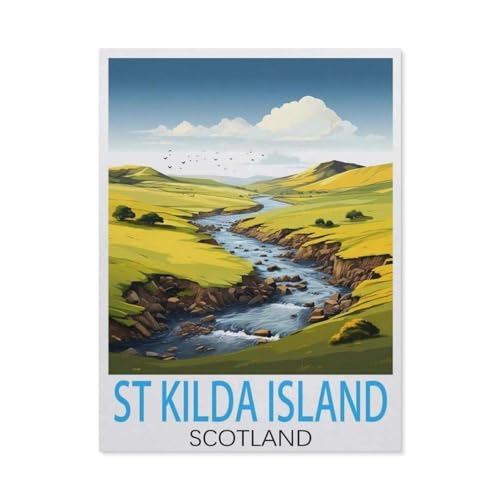 St Kilda Island, Schottland Vintage-Reiseposter，Papier Puzzle 1000 Teile Spielzeug Für Erwachsene Dekompressionsspiel（38x26cm）-L62 von GSBRSNTS