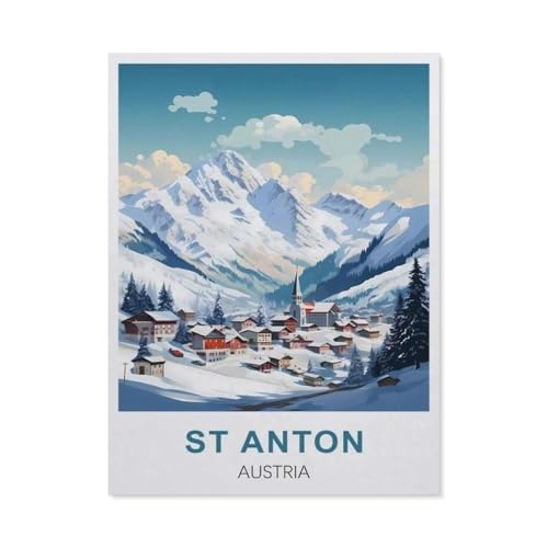 St. Anton Österreich，Puzzle 1000 Teile Holz Puzzle Geeignet Für Erwachsene Kinder Familien Stressabbau Puzzlespiele（75x50cm）-S96 von GSBRSNTS