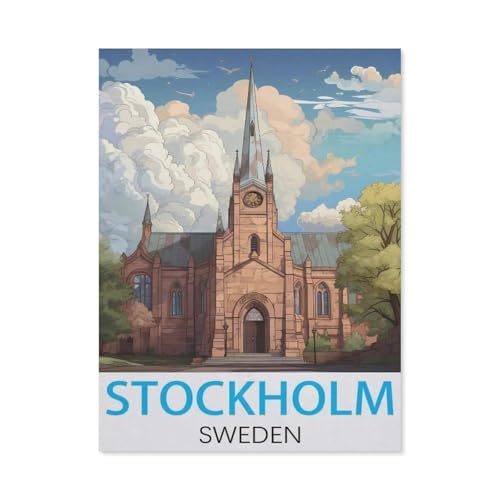 Stockholm, Schweden Vintage-Reiseposter，Puzzles 1000 Stück Puzzles Für Erwachsene Kinder Klassisches Familienpuzzle Indoor DIY Spielzeug Geburtstagsgeschenk（38x26cm）-M41 von GSBRSNTS